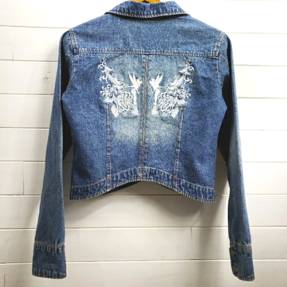 Disney's Tinkerbell embroidered cropped jean jacket
